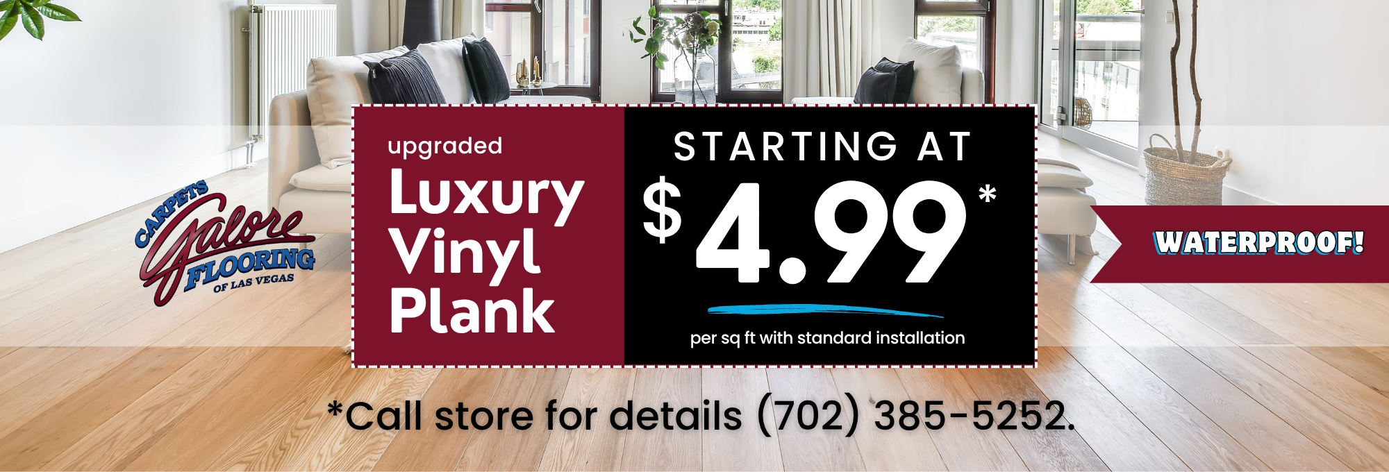 Las Vegas Flooring Deal Luxury Vinyl Waterproof flooring starting at 4.99 sq ft installed