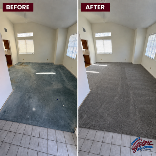 Carpet replacement services before and after Carpets Galore Flooring in Las Vegas