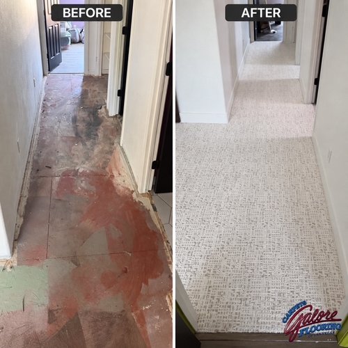 Before and after flooring renovation by Carpets Galore Flooring