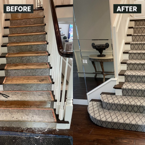 Carpet installation in progress on stairs in Las Vegas