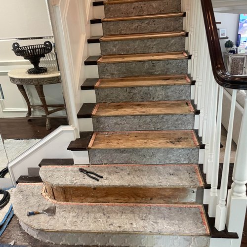 Carpet installation in progress on stairs in Las Vegas